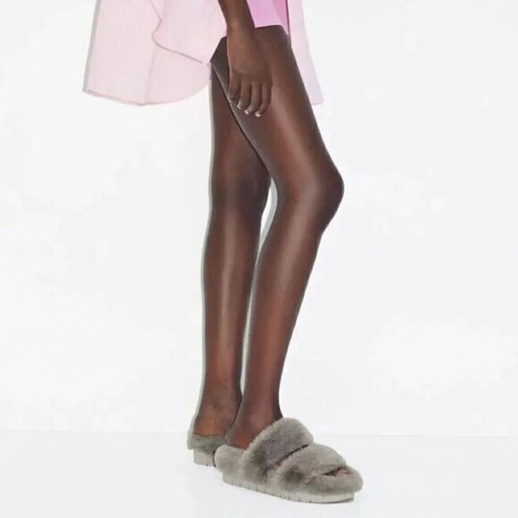 ZARA FAUX FUR LOW HEEL SANDALS‎ - Picture 10 of 10